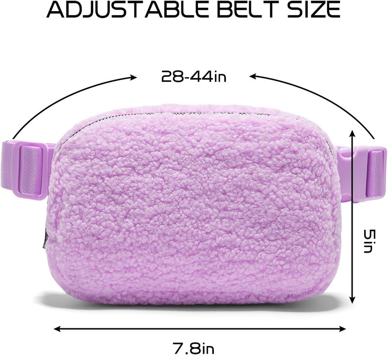 Gitus Fleece Belt Bag Sherpa Fanny Pack Crossbody Bags for Women Fashion Waist Packs with Adjustable Strap for Gym Travel Hiking Running Trending Gifts for Teen Girls Women Men (Lavender) - Image 3